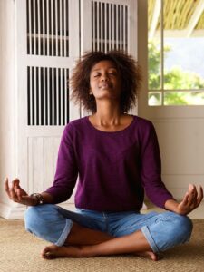 woman practicing meditation