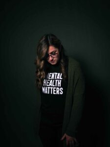 Woman wearing Mental Heatlh Matters shirt